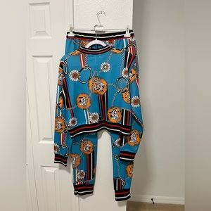 HALFHEART SET OF PANTS AND SWEATER TURQUOISE AND BLACK COLOR SIZE L